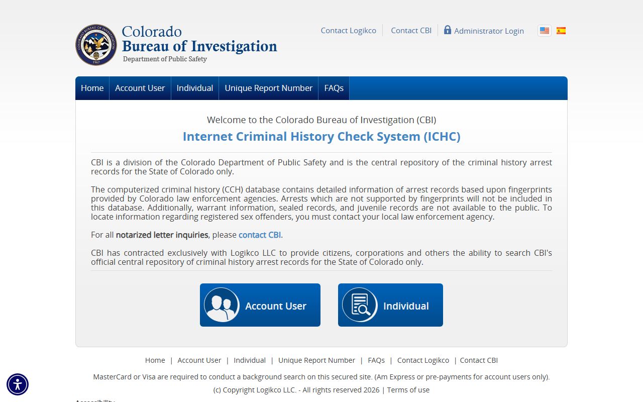 Colorado police records check portal interface