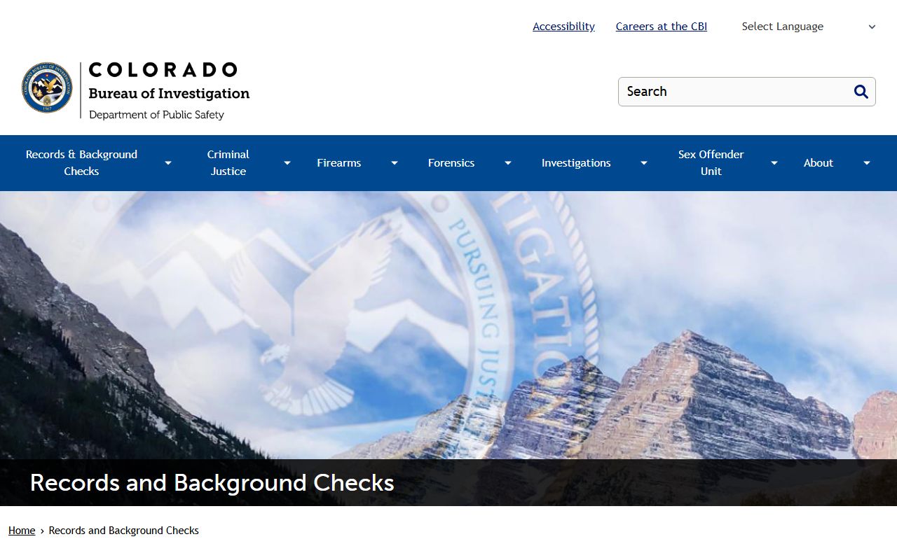 Colorado police records and background checks page at CBI